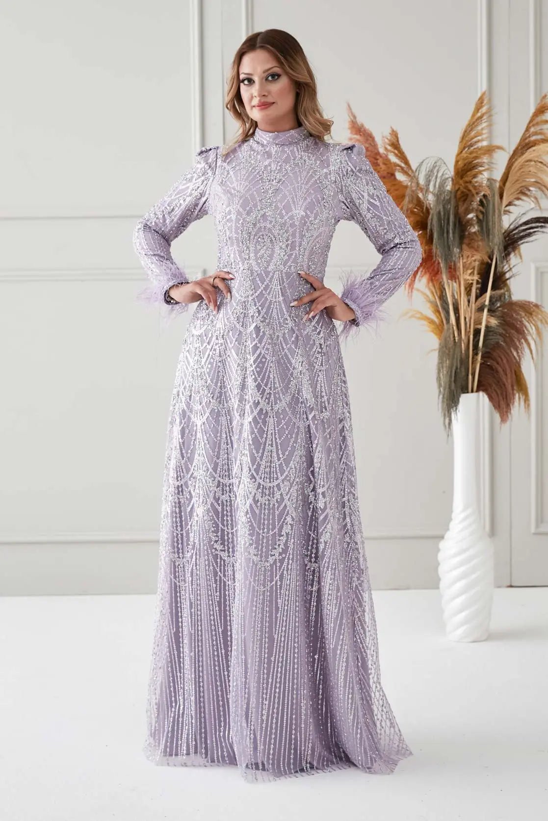 Katya Tesettür Abiye - FioraofDress - tesettur - abiye - LİLA - 38 - hijab - evening - dress