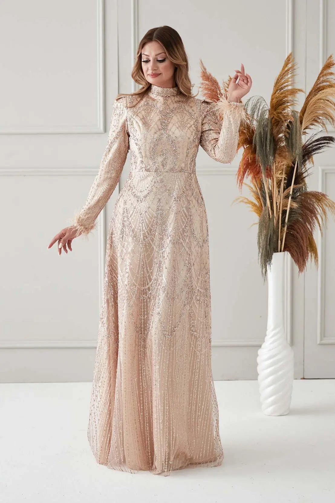 Katya Tesettür Abiye - FioraofDress - tesettur - abiye - rose - 38 - hijab - evening - dress