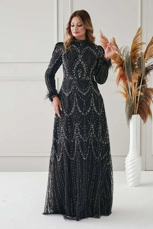 Katya Tesettür Abiye - FioraofDress - tesettur - abiye - SİYAH - 38 - hijab - evening - dress