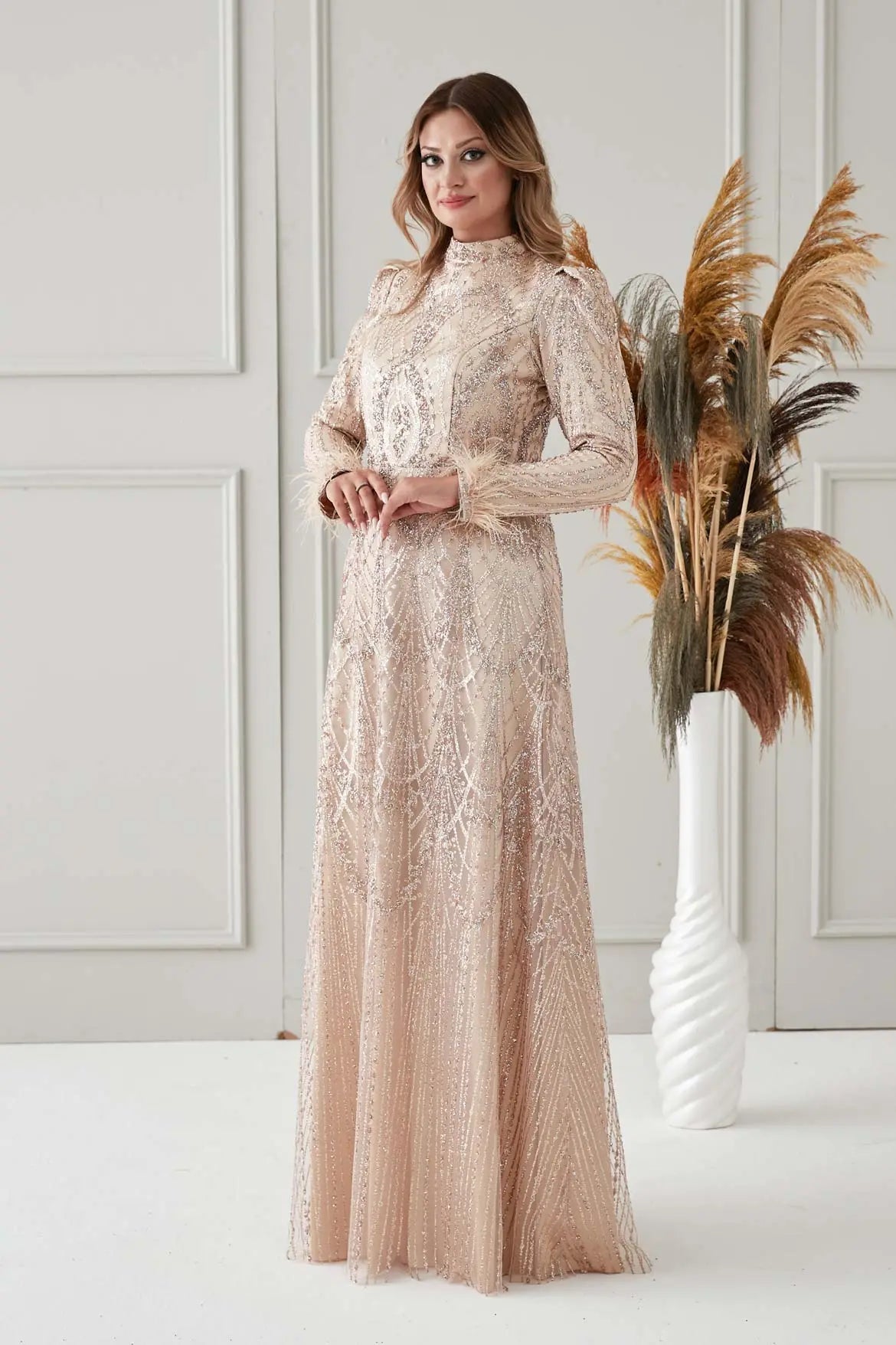 Katya Tesettür Abiye - FioraofDress - tesettur - abiye - rose - 38 - hijab - evening - dress