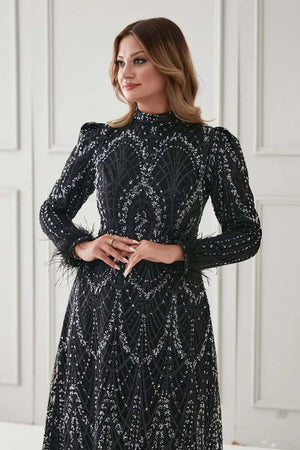 Katya Tesettür Abiye - FioraofDress - tesettur - abiye - SİYAH - 38 - hijab - evening - dress