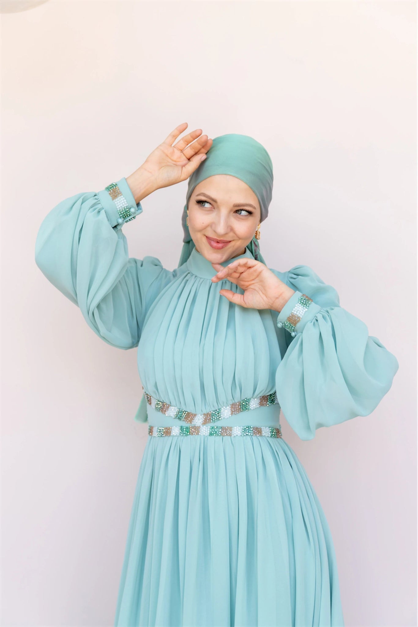 Kuğu Tesettür Abiye - FioraofDress - tesettur - abiye - 36 - mint - hijab - evening - dress