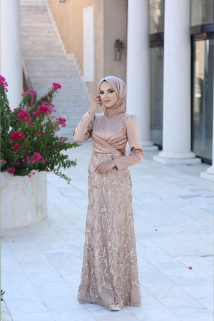 Larin Tesettür Abiye Pudra - FioraofDress - tesettur - abiye - 48 - hijab - evening - dress