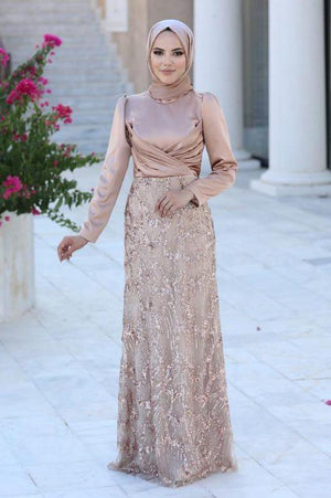Larin Tesettür Abiye Pudra - FioraofDress - tesettur - abiye - 48 - hijab - evening - dress
