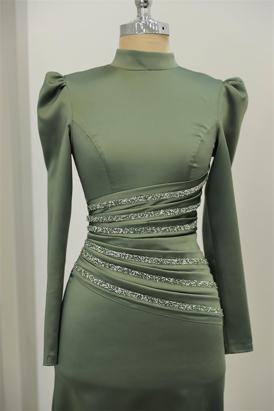 Lavinya Tesettür Abiye Haki - FioraofDress - tesettur - abiye - 44 - hijab - evening - dress