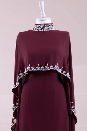 Layali Tesettür Abiye - FioraofDress - tesettur - abiye - BORDO - 40 - hijab - evening - dress