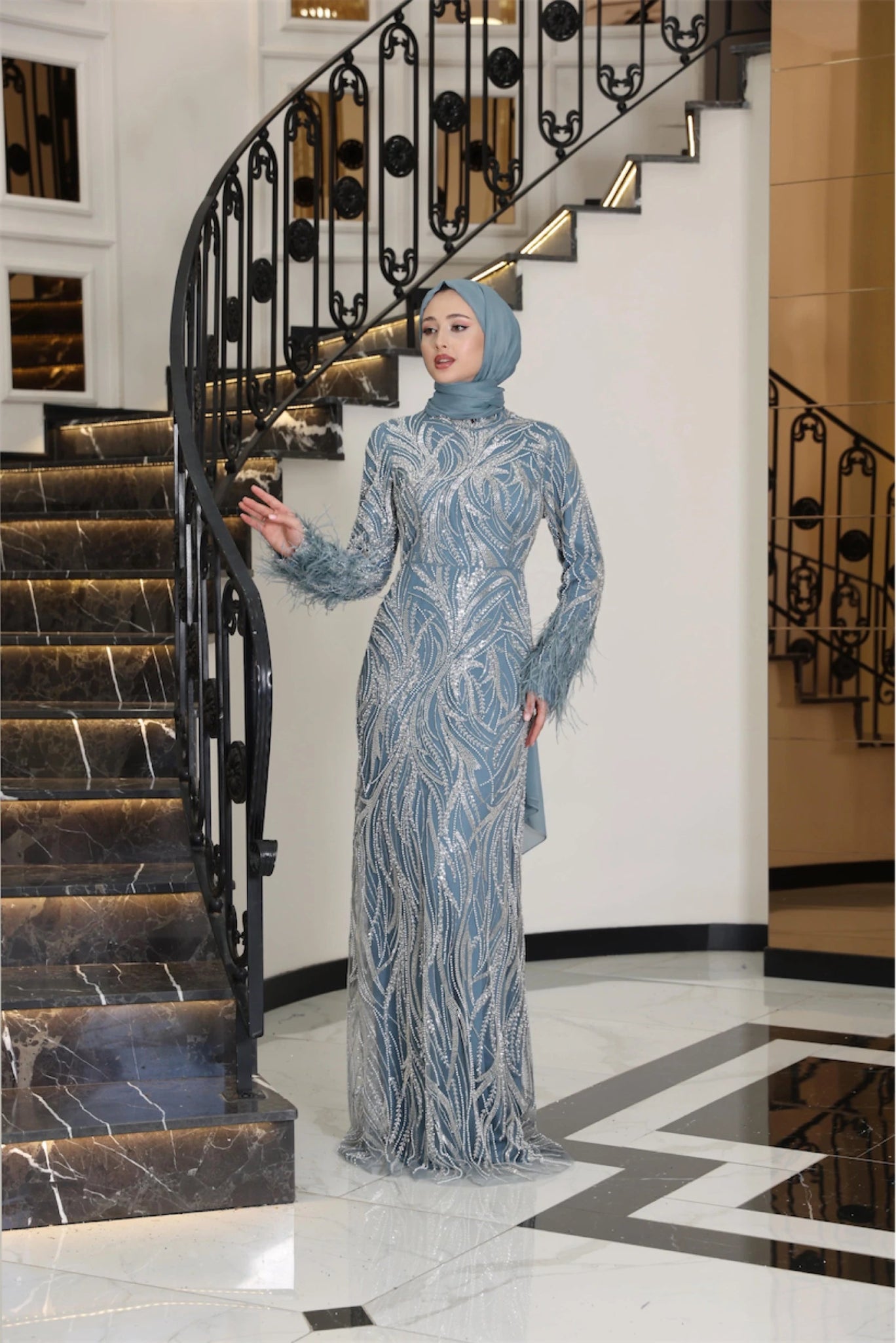 Luisa Tesettür Abiye - FioraofDress - tesettur - abiye - 38 - mint - hijab - evening - dress