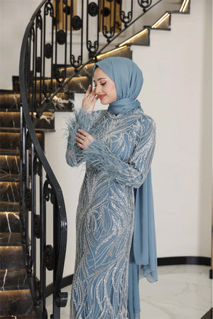 Luisa Tesettür Abiye - FioraofDress - tesettur - abiye - 38 - mint - hijab - evening - dress