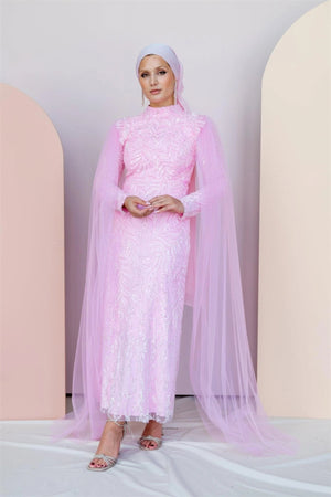 Mahidevran Tesettür Abiye - FioraofDress - tesettur - abiye - 48 - PEMBE - hijab - evening - dress