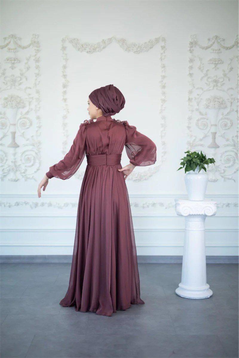 Mahur Tesettür Abiye - FioraofDress - tesettur - abiye - 42 - Pudra - hijab - evening - dress