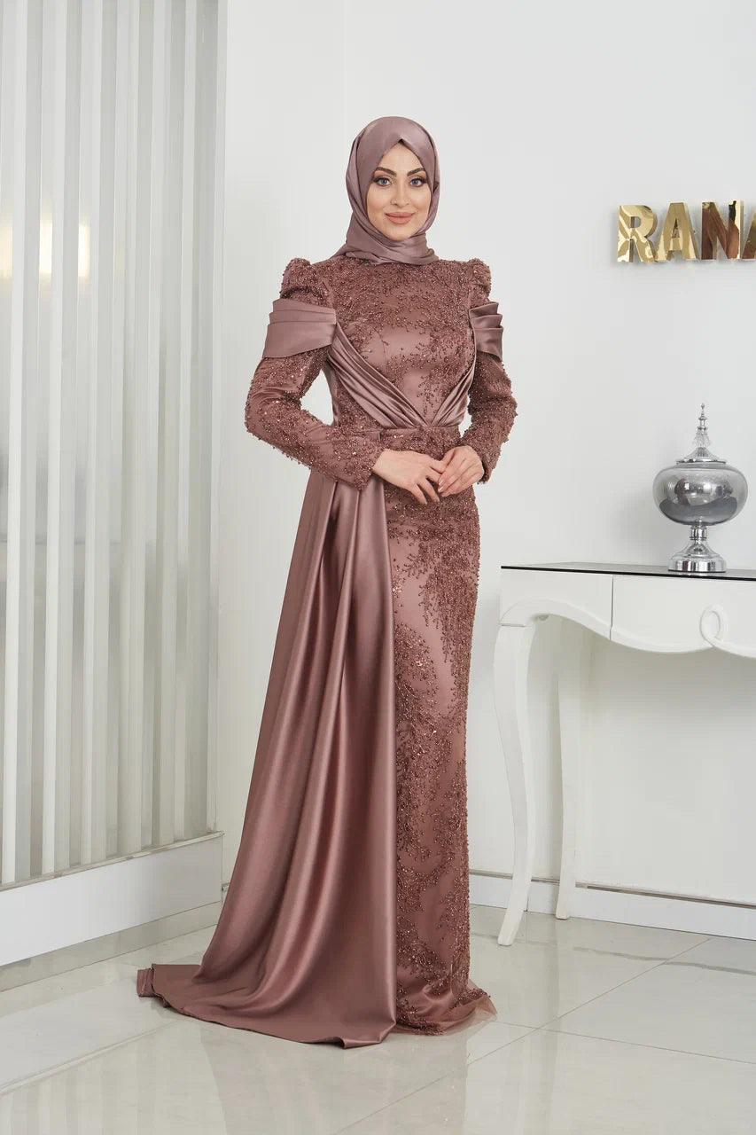 Marsilya Tesettür Abiye - FioraofDress - tesettur - abiye - 44 - GOLD - hijab - evening - dress