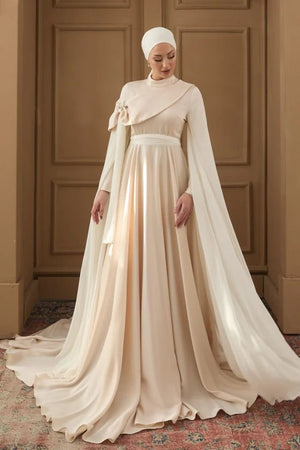Melisa Taşlı Tesettür Abiye - FioraofDress - tesettur - abiye - 36 - Ekru - hijab - evening - dress