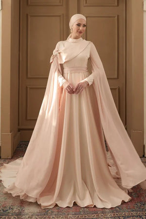 Melisa Taşlı Tesettür Abiye - FioraofDress - tesettur - abiye - 36 - Pudra - hijab - evening - dress
