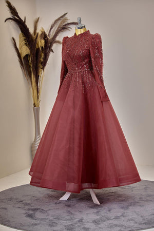 Mila Abiye Tesettür - FioraofDress - tesettur - abiye - BORDO - 38 - hijab - evening - dress