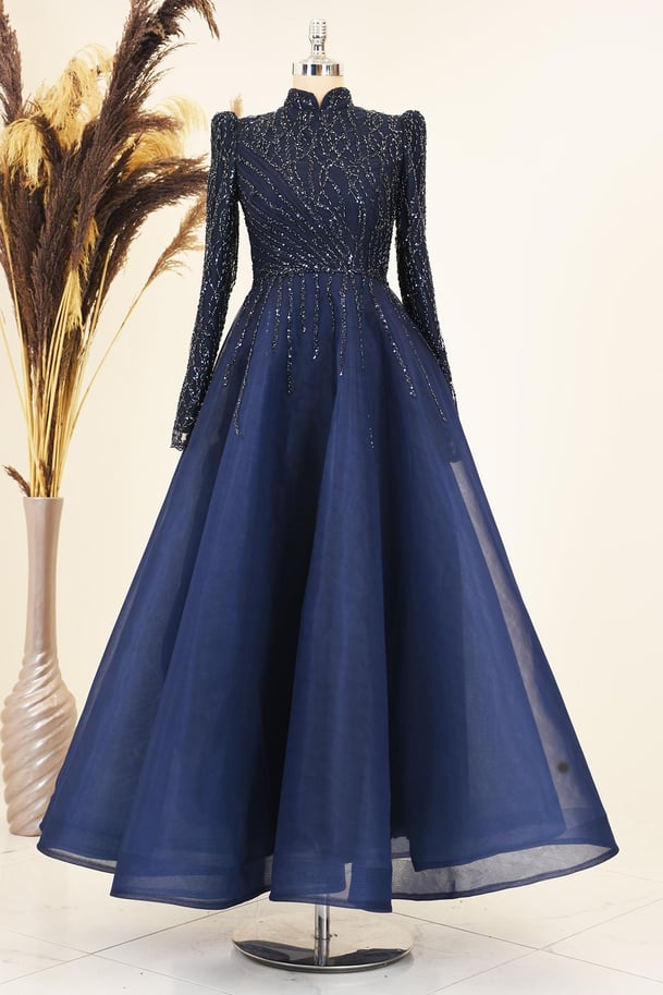 Mila Abiye Tesettür - FioraofDress - tesettur - abiye - lacivert - 38 - hijab - evening - dress