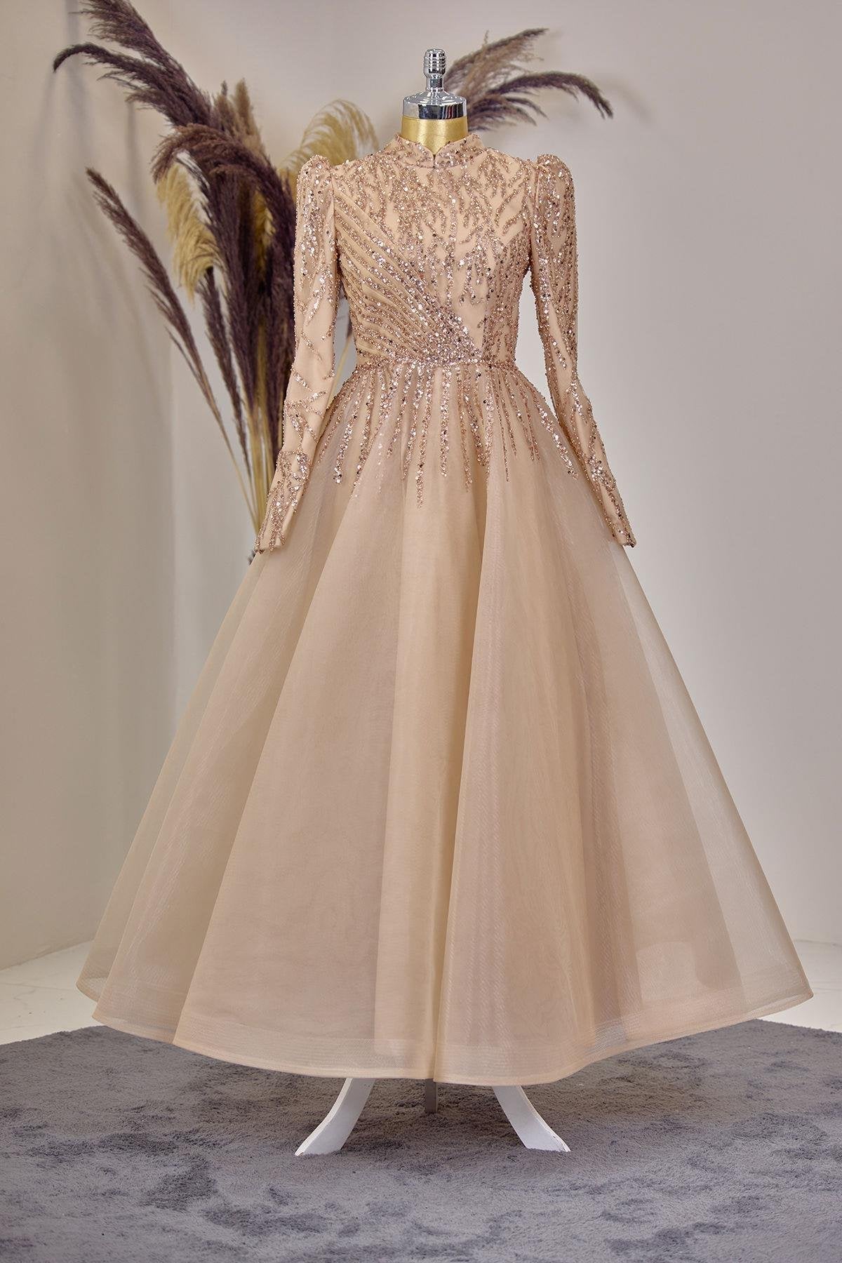 Mila Abiye Tesettür - FioraofDress - tesettur - abiye - GOLD - 38 - hijab - evening - dress