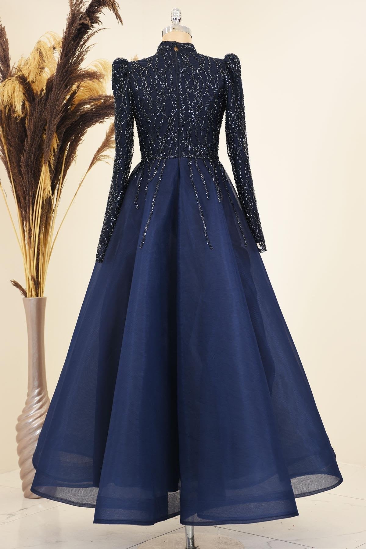 Mila Abiye Tesettür - FioraofDress - tesettur - abiye - lacivert - 38 - hijab - evening - dress