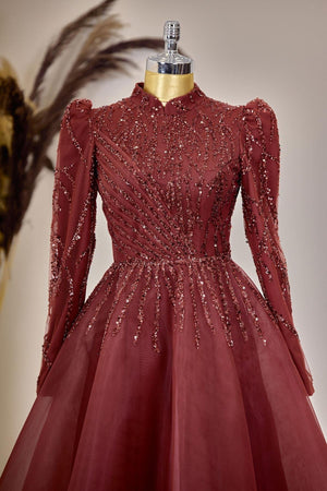 Mila Abiye Tesettür - FioraofDress - tesettur - abiye - BORDO - 38 - hijab - evening - dress