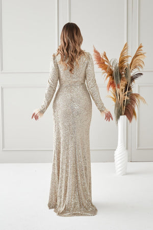 Milena Tesettür Abiye - FioraofDress - tesettur - abiye - bejj - 38 - hijab - evening - dress