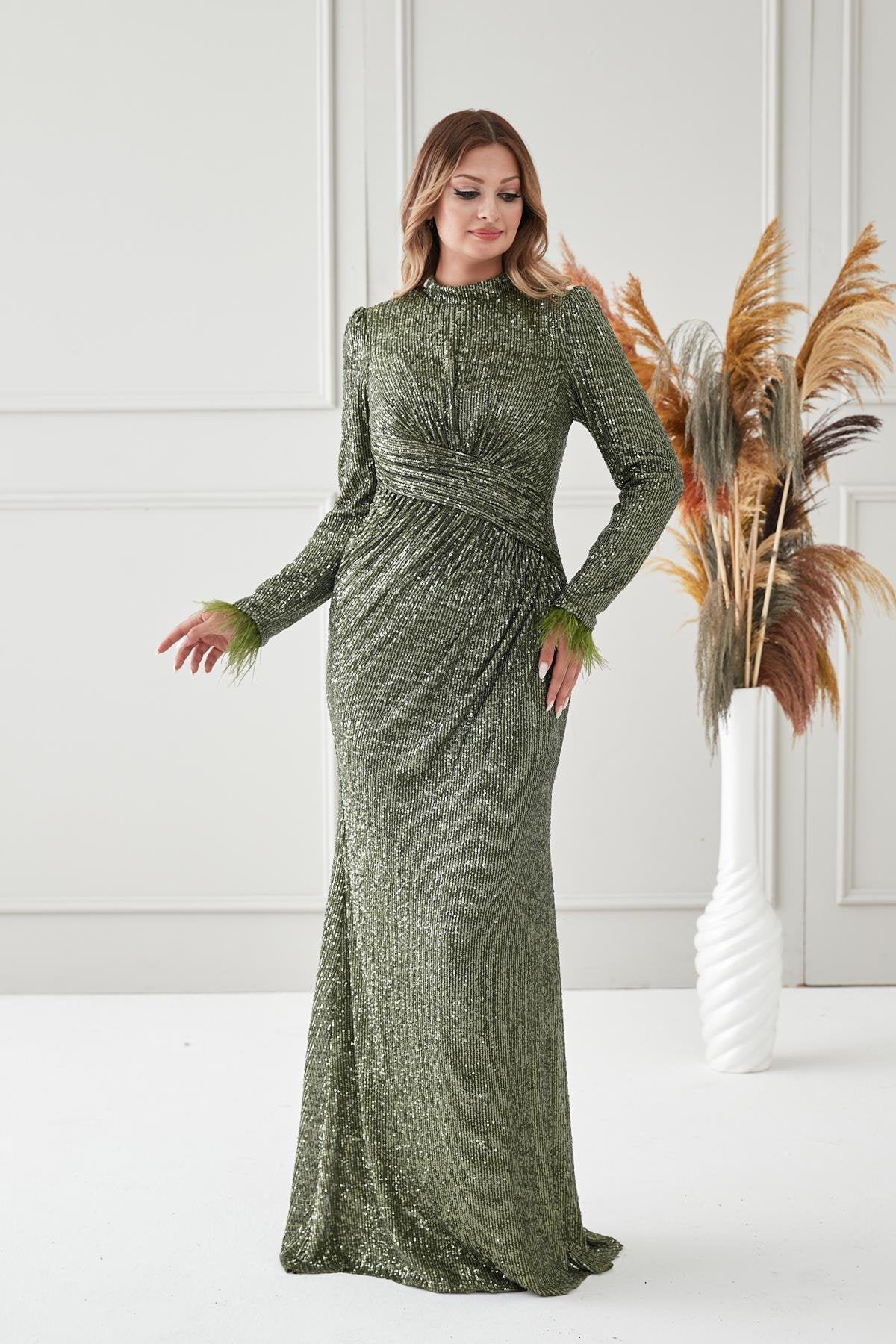 Milena Tesettür Abiye - FioraofDress - tesettur - abiye - HAKİ - 38 - hijab - evening - dress