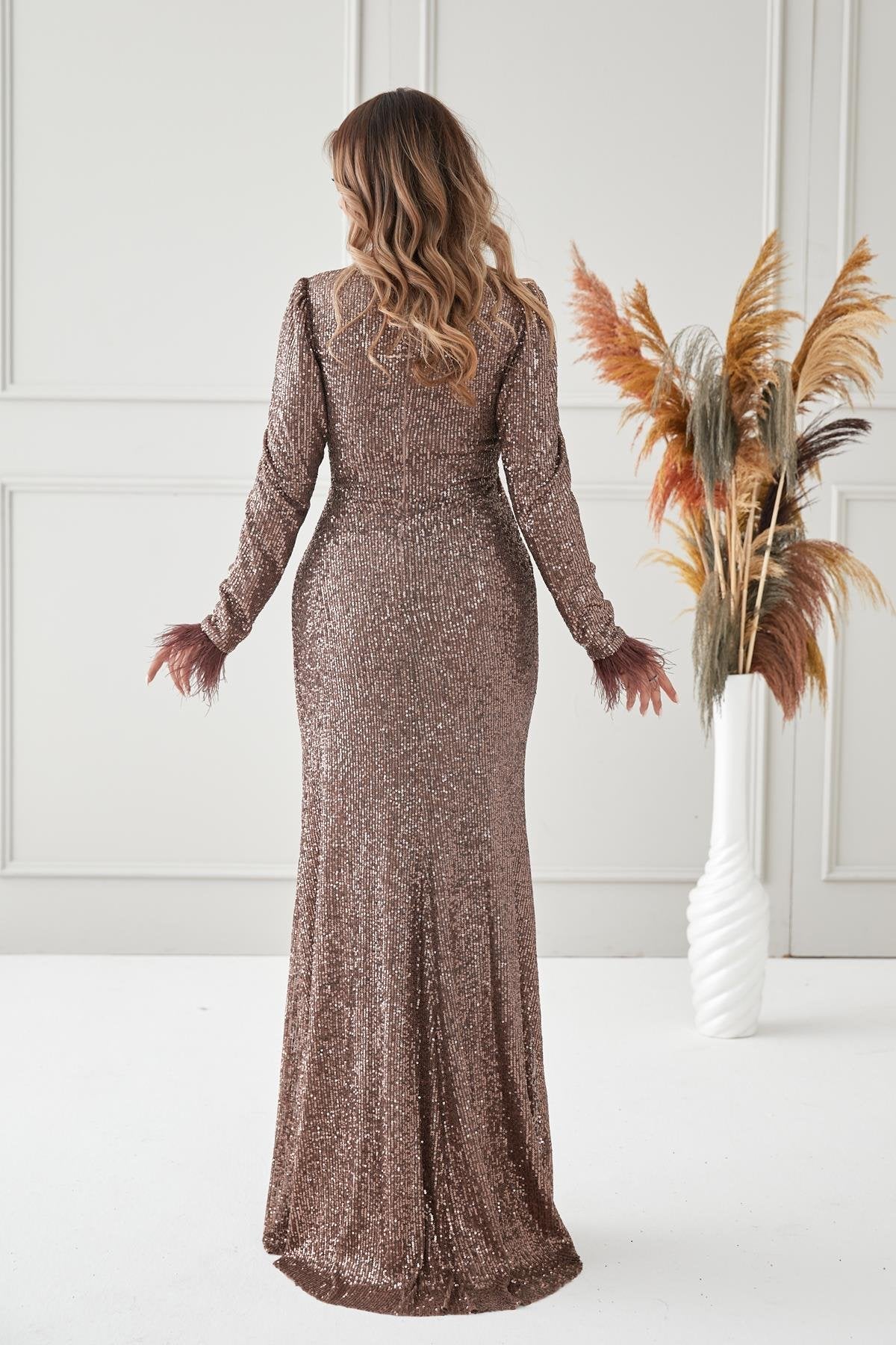 Milena Tesettür Abiye - FioraofDress - tesettur - abiye - KAHVERENGİ - 38 - hijab - evening - dress