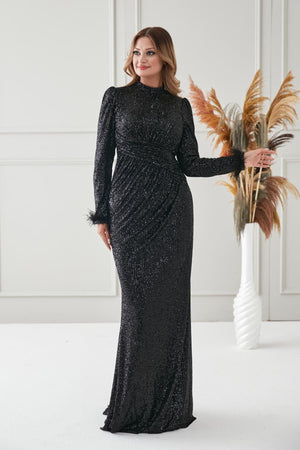 Milena Tesettür Abiye - FioraofDress - tesettur - abiye - SİYAH - 38 - hijab - evening - dress