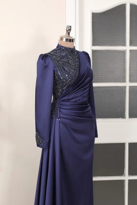 Monica Tesettür Abiye - FioraofDress - tesettur - abiye - lacivert - 38 - hijab - evening - dress