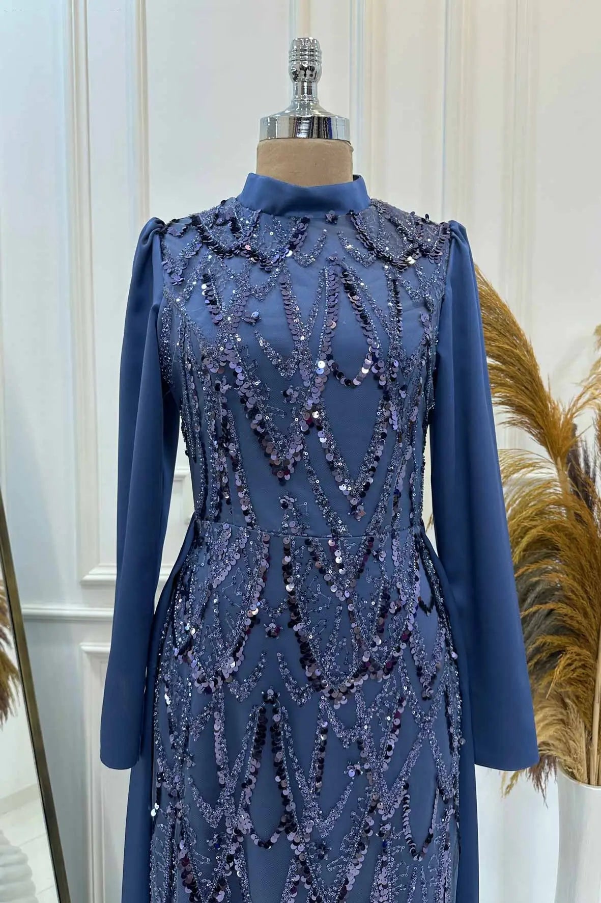 Natalie Tesettür Abiye - FioraofDress - tesettur - abiye - indigo - 36 - hijab - evening - dress