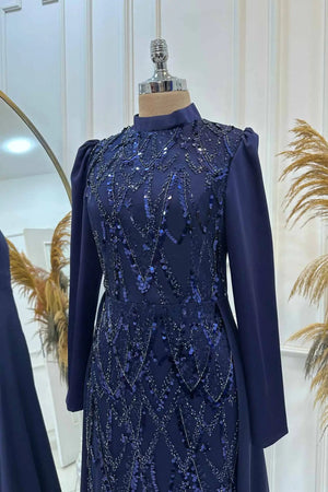 Natalie Tesettür Abiye - FioraofDress - tesettur - abiye - lacivert - 36 - hijab - evening - dress