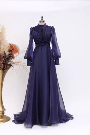 Naz Abiye - FioraofDress - tesettur - abiye - 38 - lacivert - hijab - evening - dress