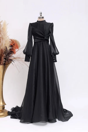 Naz Abiye - FioraofDress - tesettur - abiye - 38 - Siyahh - hijab - evening - dress