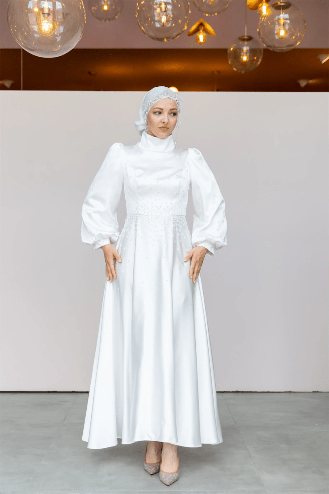 Neck Tesettür Abiye - FioraofDress - tesettur - abiye - 46 - Beyaz - hijab - evening - dress