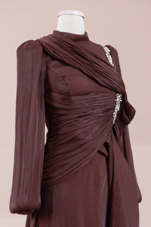 Nedya Tesettür Abiye - FioraofDress - tesettur - abiye - bery burgundy - 38 - hijab - evening - dress