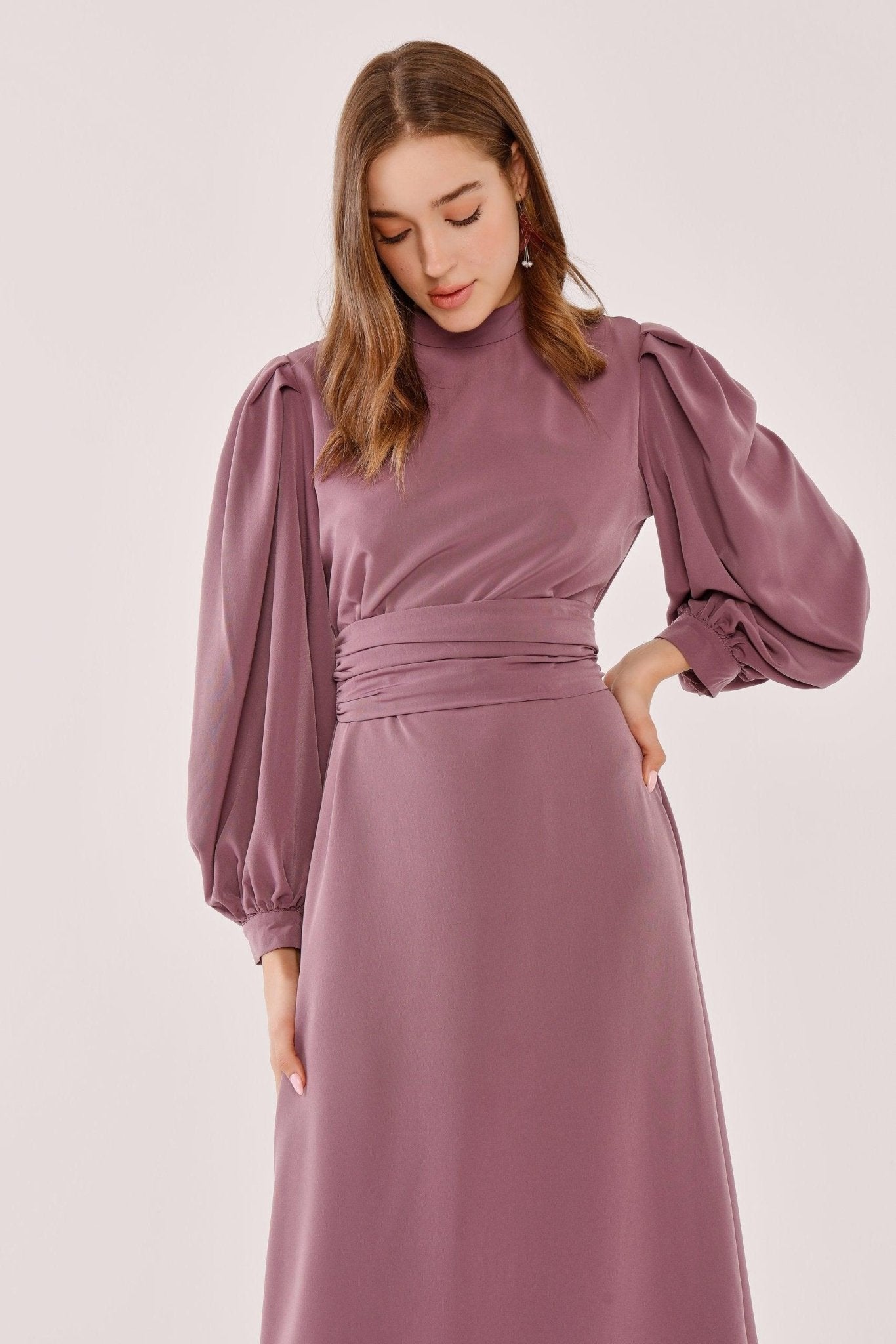 Nora Elbise - FioraofDress - tesettur - abiye - 42 - GRİ - hijab - evening - dress