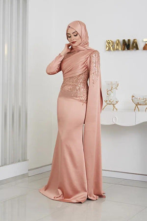 Noura Tesettür Abiye - FioraofDress - tesettur - abiye - 48 - rose - hijab - evening - dress