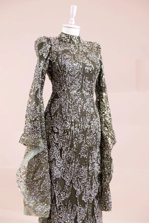 Nouria Tesettür Abiye - FioraofDress - tesettur - abiye - haki - 36 - hijab - evening - dress