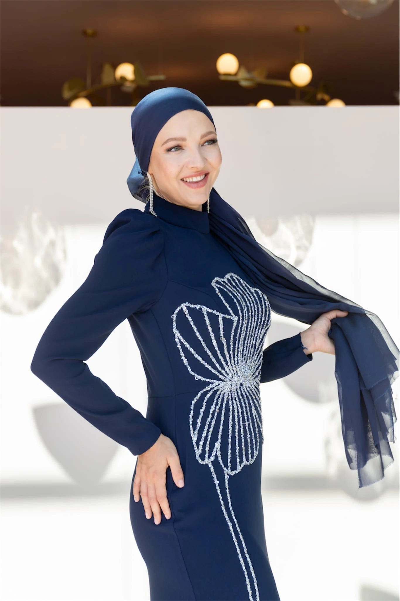 Nursema Tessettür Abiye Siyah - FioraofDress - tesettur - abiye - 38 - LACİVERT - hijab - evening - dress