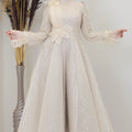 Omuz Ve Beli Çiçek Detaylı Adel Tesettür Abiye - FioraofDress - tesettur - abiye - bejj - 38 - hijab - evening - dress