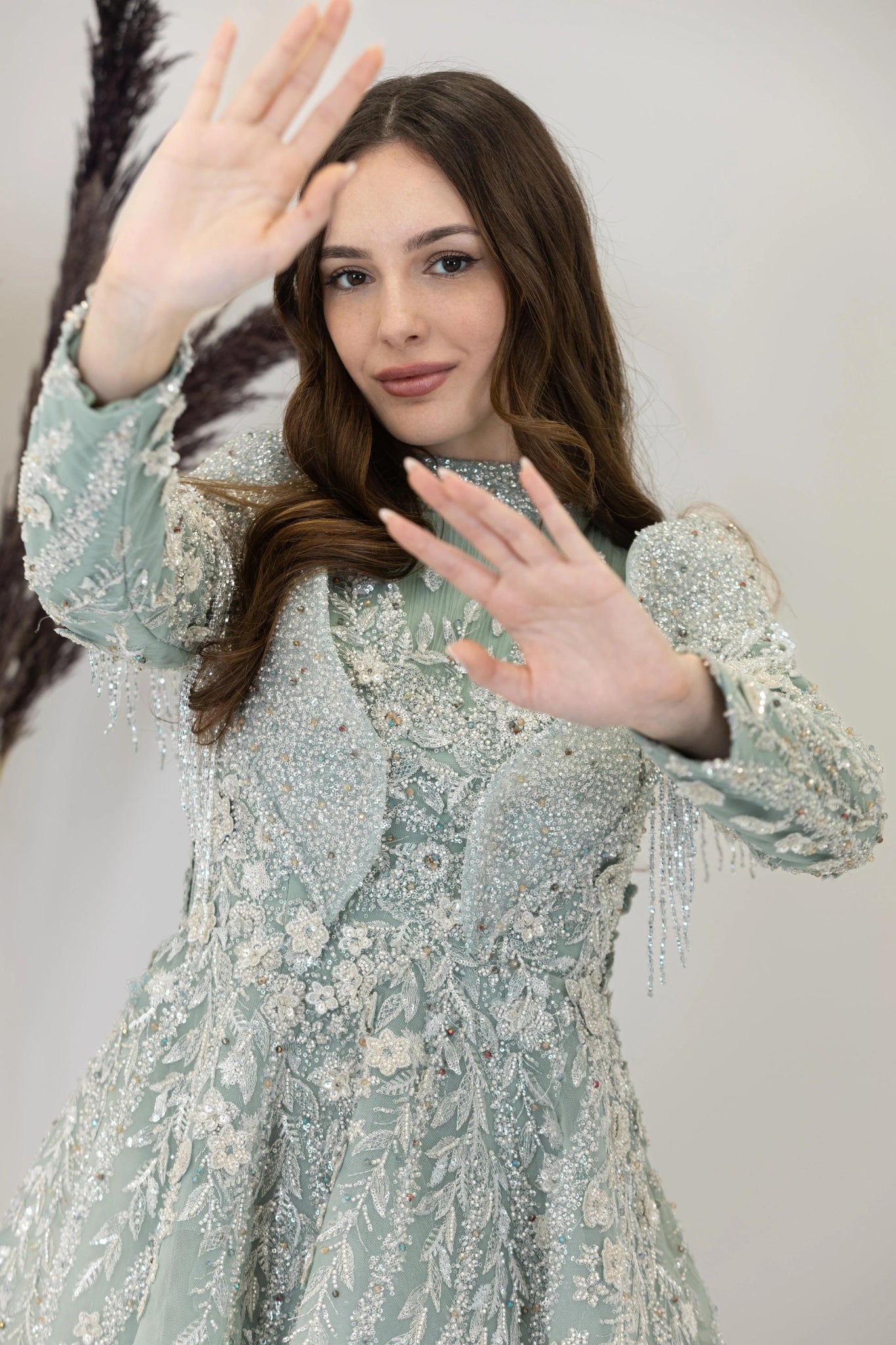 Omuzları V Drape Asel Tesettür Abiye - FioraofDress - tesettur - abiye - çagla - 38 - hijab - evening - dress