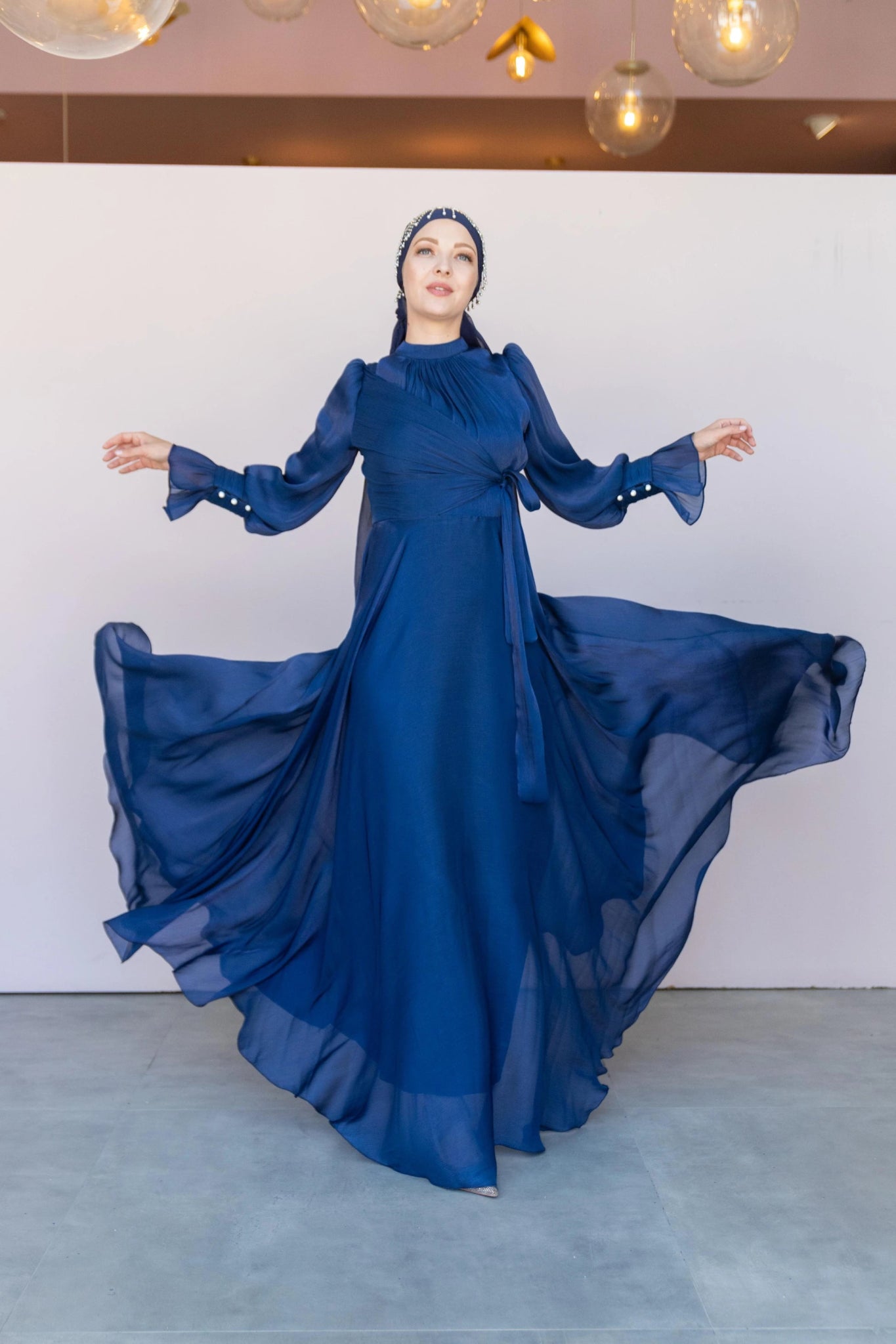 Orkide Tesettur Abiye - FioraofDress - tesettur - abiye - 38 - lacivert - hijab - evening - dress