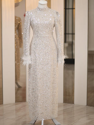 Paris Tesettür Abiye - FioraofDress - tesettur - abiye - 48 - BEJ - hijab - evening - dress