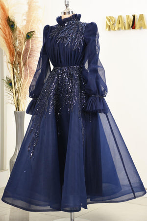 Patrica Tesettür Abiye - FioraofDress - tesettur - abiye - lacivert - 38 - hijab - evening - dress