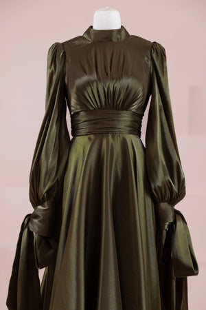 Pearl Tesettür Abiye - FioraofDress - tesettur - abiye - haki - 38 - hijab - evening - dress