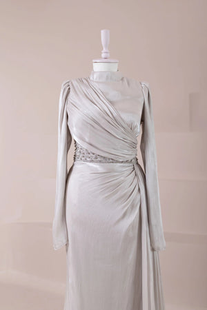 Perla Tesettür Abiye - FioraofDress - tesettur - abiye - BEJ - 38 - hijab - evening - dress