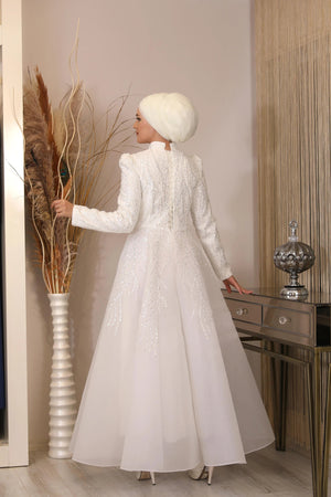 Prenses Tesettür Abiye - FioraofDress - tesettur - abiye - Beyaz - 38 - hijab - evening - dress