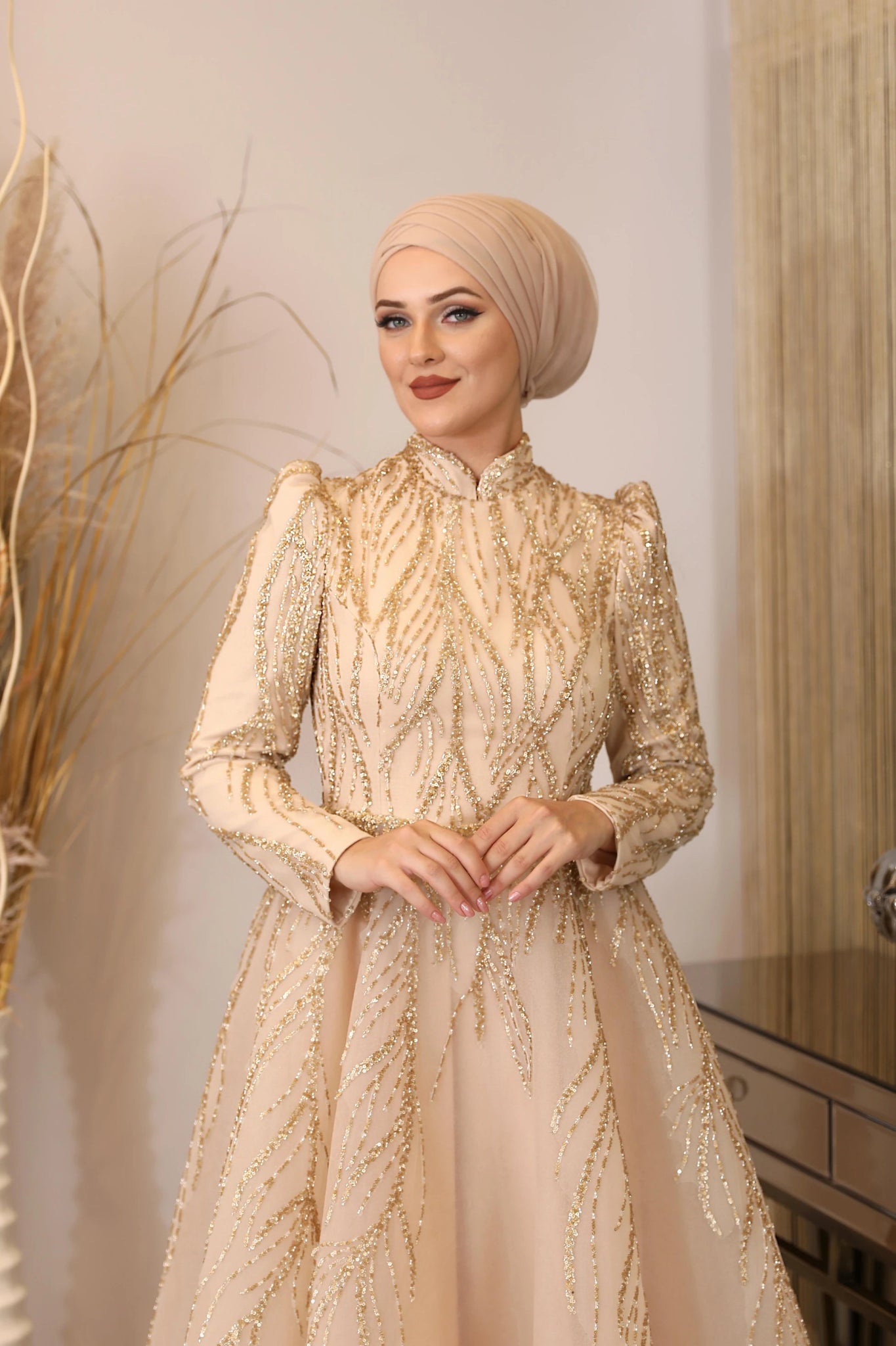 Prenses Tesettür Abiye - FioraofDress - tesettur - abiye - GOLD - 38 - hijab - evening - dress
