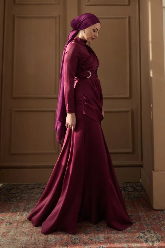 Rana Taşlı Tesettür Abiye - FioraofDress - tesettur - abiye - 36 - Mürdüm - hijab - evening - dress