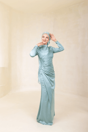 Romola Tesettür Abiye - FioraofDress - tesettur - abiye - 44 - mint - hijab - evening - dress