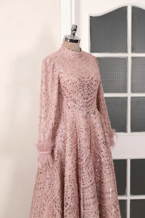 Rosalin Tesettür Abiye - FioraofDress - tesettur - abiye - Pudra - 36 - hijab - evening - dress