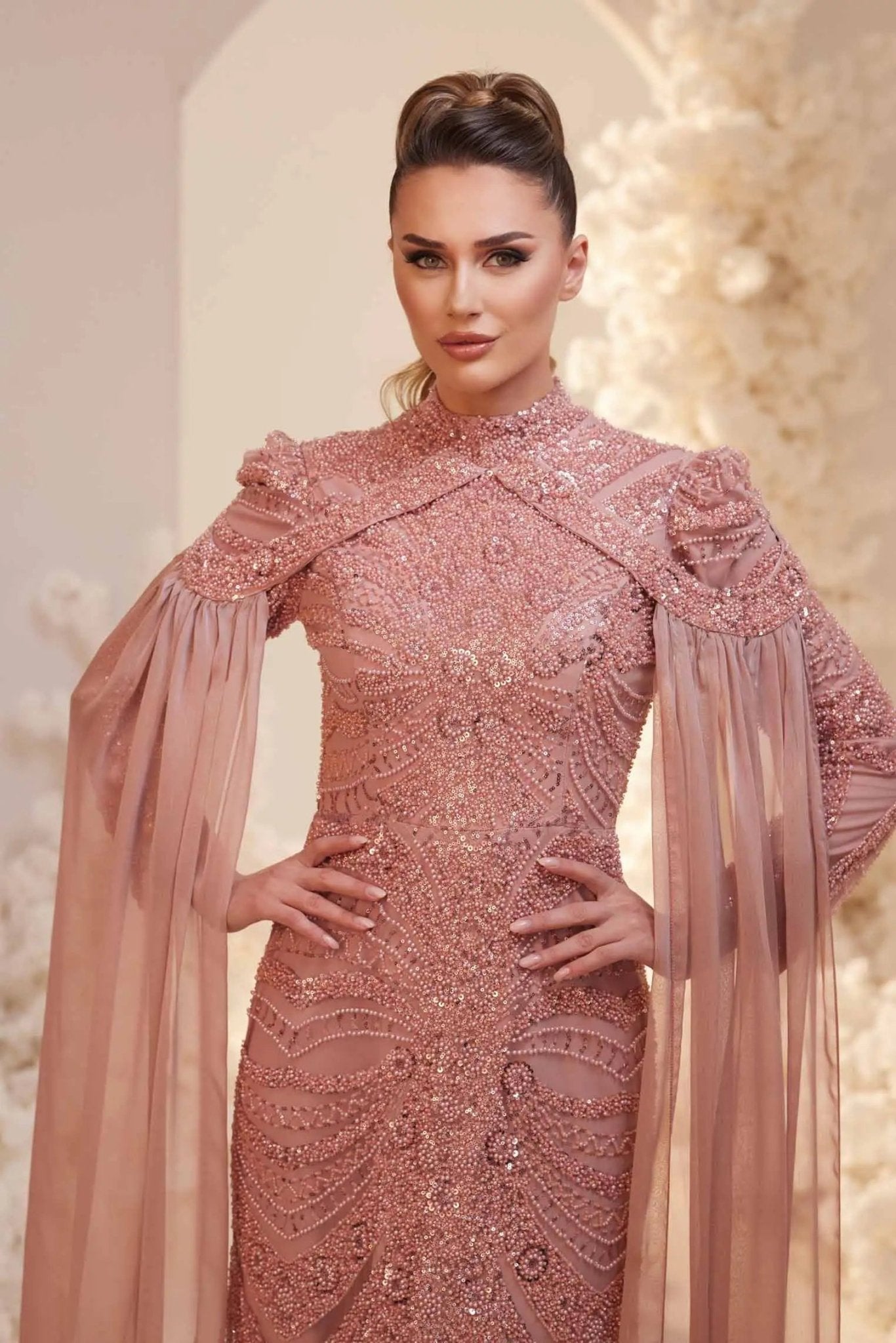 Sabrina Tesettür Abiye - FioraofDress - tesettur - abiye - Gül Kurusu - 38 - hijab - evening - dress
